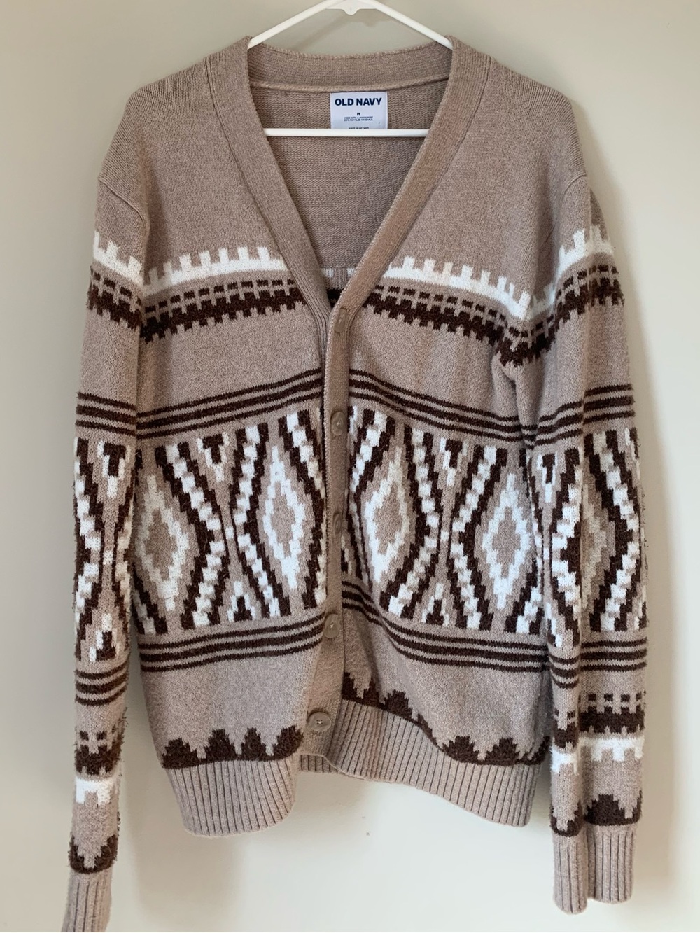 Old Navy Men's Beige V-Neck Cardigan Button Up Sweater